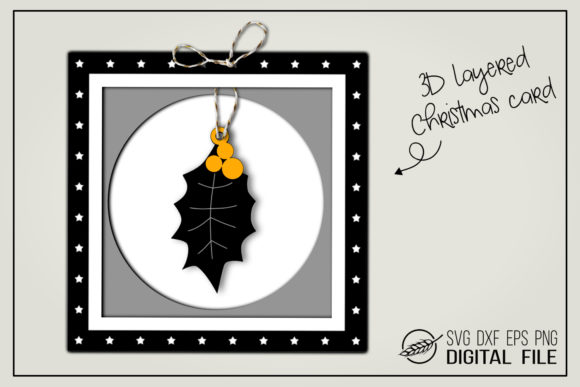 3D Christmas Card - Holly